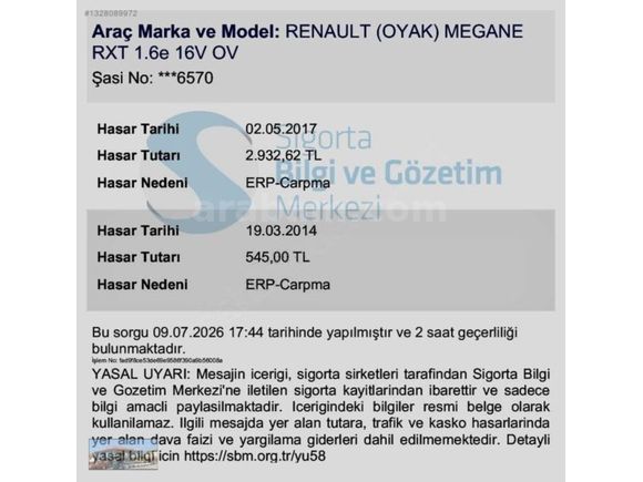 2001 MEGANE 1 KLİMALI OTOMATİK VİTES