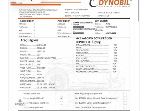 2014 RENAULT LATITUDE 1.5 DCI OTOMOTİK PRİVİLEGE