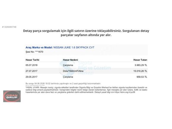 FIRAT OTOMOTİVDEN 2015 JUKE 1.6 SKYPACK C.TAVAN G.GÖRÜŞ 71.000KM