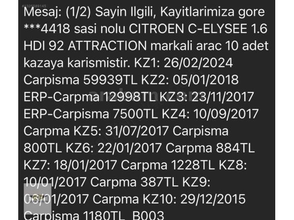 C-ELYSEE/2015 MODEL/255.000km/ÇOK TEMİZ/K.KARTA 12TAKSİT