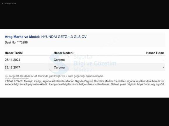 2005 MODEL 152BİN KM'DE OTOMATİK GETZ 1.3 GLS