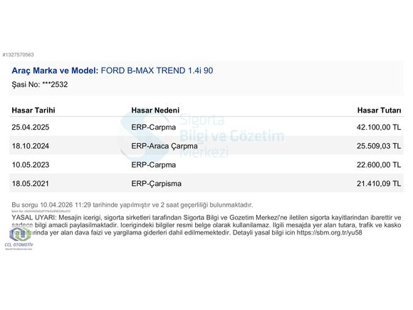 2013 FORD B-MAX 1.4 TREND MANUEL CCL A.Ş'DEN