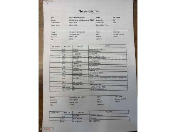 SERVİS BAKIMLI - HATASIZ - BOYASIZ - TRAMERSİZ - TABA - E SİM