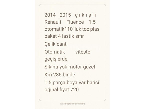 Sahibinden Renault Fluence 1.5 dCi Touch Plus 2014 Model