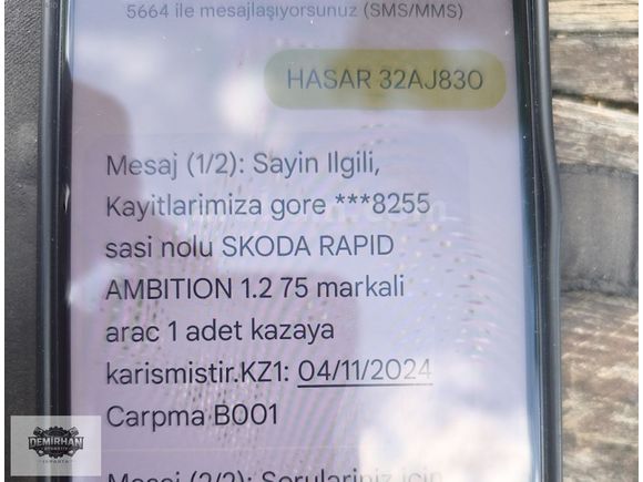 ORJİNAL 133000 KM DE 2015 MODEL SCODA RAPİD 1.2 AMBİTİON
