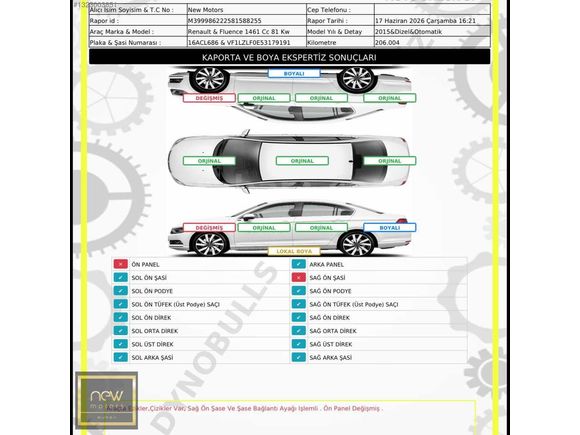 2015 MODEL RENAULT RENAULT FLUENCE 1.5 DCİ TOUCH 206.000KM