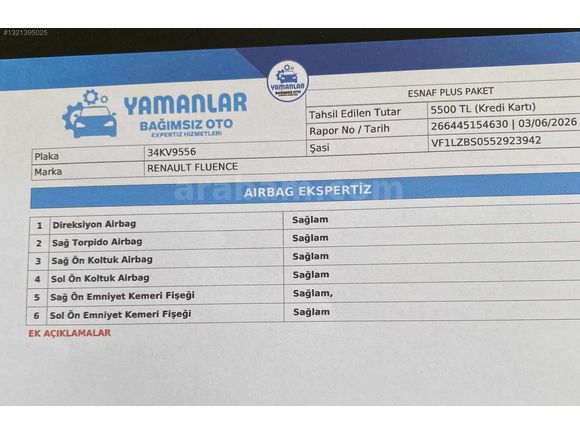 1.SINIF(2015 FLUENCE 1.5 DCI 90HP TOUCH)-DEĞİŞENSİZ-