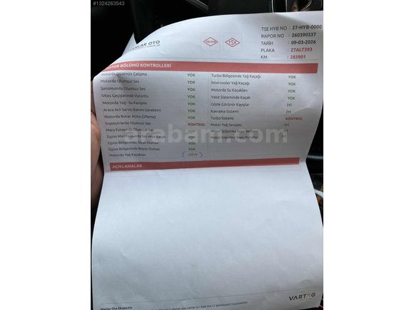 Agır hasarı yok km 288 bınde