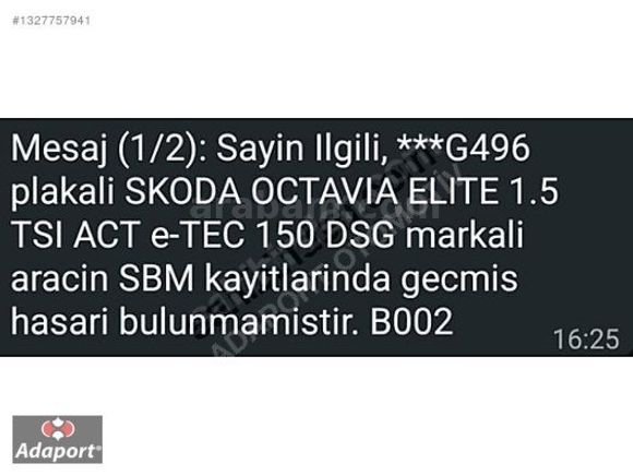2021 Model Tam Bakımlı Kazasız Boyasız Octavia 1.5 e-Tech Elite