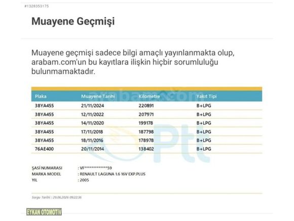 RENAULT LAGUNA 1.6 1.6 VALF EXPRESSİON PLUS 115 HP