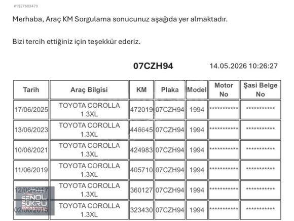 94 TOYOTACOROLLA 1.3 XL
