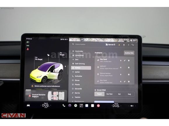 CİVAN 2024 TESLA MODEL Y RWD 218 HP-CAM TAVAN-ISITMA
