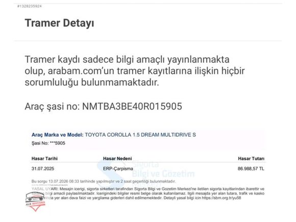 2021 DREAM/165.000 KM/1 ÇAMURLUK BOYALI/EKSPERİ ÇOK TEMİZ
