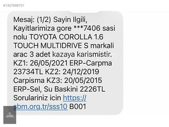 TİTAN MOTORS 143 BİN KM KAPUT TAVAN BAGAJ ORJ 2013 COROLLA TOUCH
