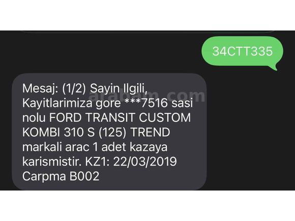 Sahibinden Ford Transit Custom 320 L Trend 2018 Model Kocaeli