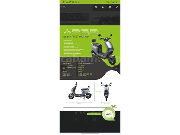 Sahibinden Elektrikli Araçlar Scooter Volta