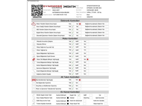 HATASIZ CİTROËN C-ELYSEE 1.5 HDİ-100 HP S&S