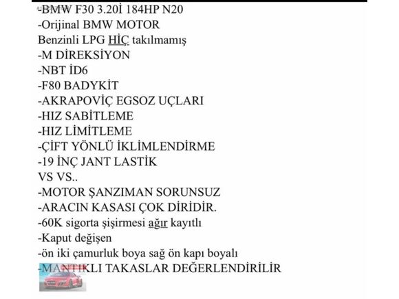 ŞENÖZ AUTO 'DAN BMW 3.20 i 184HP N20 MOTORLU