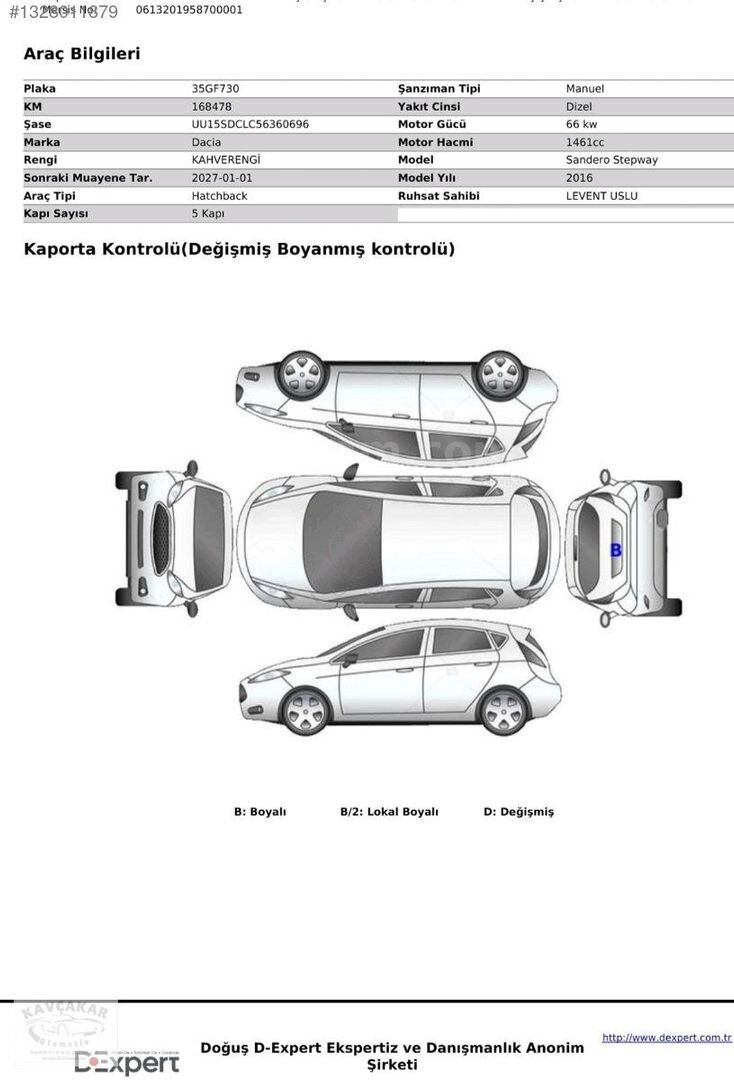 Galeriden Dacia Sandero 1.5 dCi Stepway 2016 Model İzmir 168.500 km Kahverengi 5