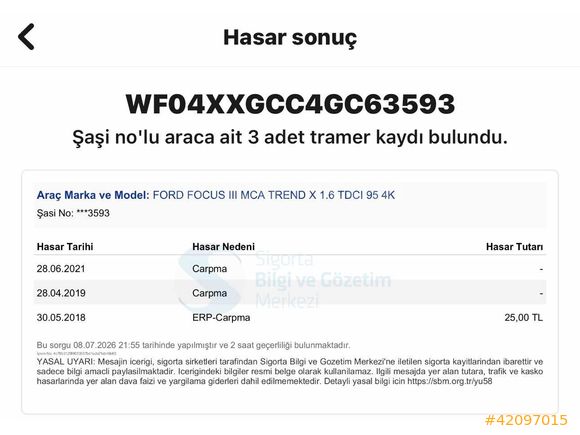 2016 FOCUS 1.6 TDCI TREND X 129.000 KM'DE