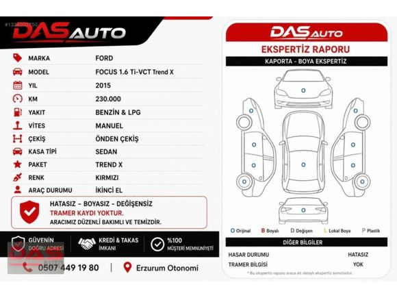 DAS AUTO,dan FORD Focus 1.6 Ti-VCT HATASIZ BOYASIZ