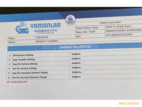 1.SINIF(2015 FLUENCE 1.5 DCI 90HP TOUCH)-DEĞİŞENSİZ-
