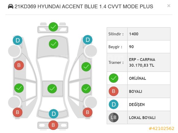 OTOSTORE'DAN Accent Blue 1.4 CVVT Mode Plus 2012
