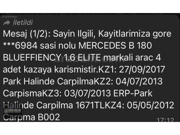 Ercan Arslan'dan Mercedes B180 167.000 km de