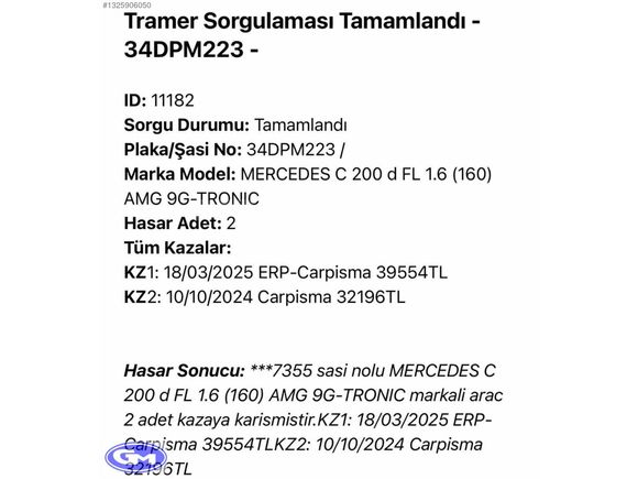2020 DEĞİŞENSİZ CAM TAVAN İÇİ TABA C200 AMG