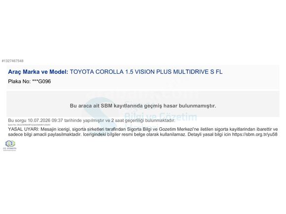 2026 TOYOTA COROLLA 1.5 VİSİON PLUS ÇELİK JANT CCL A.Ş'DEN