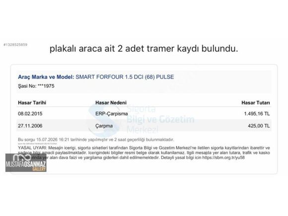 2005 MODEL KAZASIZ BAKIMLI SMART FORFOUR 1.5 CDİ 95 BG PASSİON