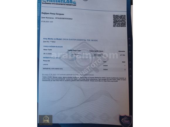 MUST OTO DAN 2023 OTOMATİK DUSTER 1.3 TCE