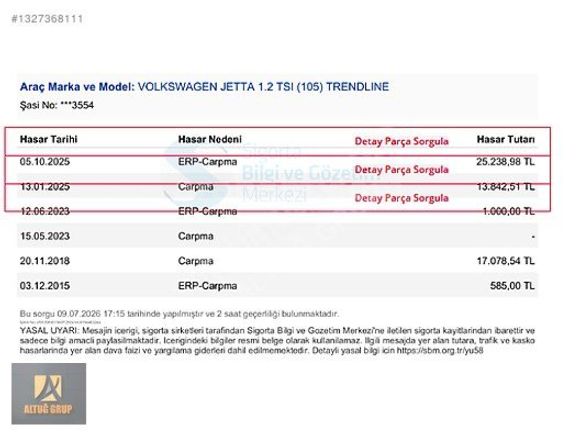 ALTUĞ'DAN SATILIK 2015 MODEL TRENDLİNE 1.2 JETTA