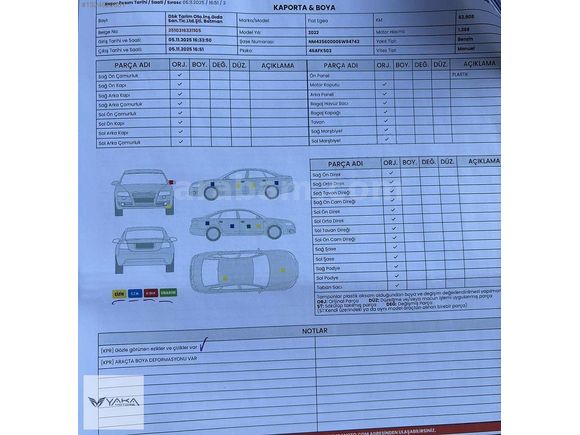 YAKA MOTORS'TAN 2022 HATASIZ BOYASIZ 71.000 KM DE EGEA