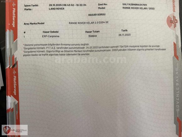 ASLANOĞLU PLAZA'DAN 2022 LAND ROVER VELAR 2.0TD4 SE SOĞUTMA