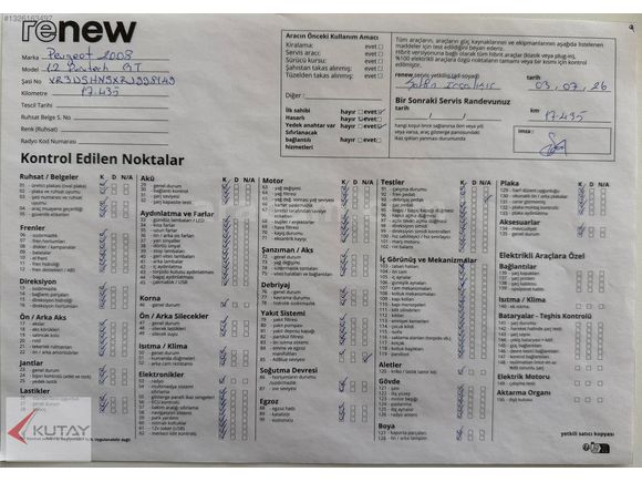 Kutay Muğla'dan 2024 2008 1.2 PureTech GT EAT8 Hatasız