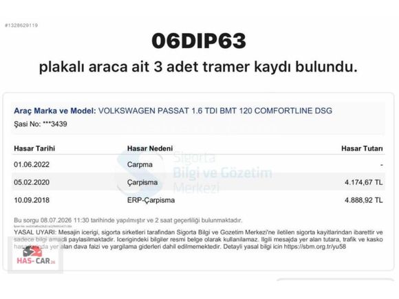 HASCAR DAN BAKIMLI MASRASIZ PASSAT