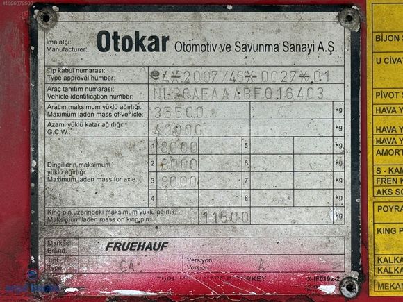 ERÇAL'DAN *K.K.12 Ay Taksit* 2011 Fruehauf/Y.Midilli K.Ç K.P