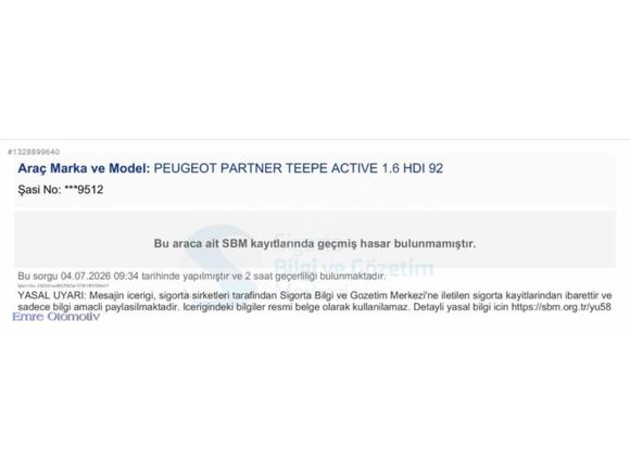 2016 MODEL PEUGEOT PARTNER 1.6 HDİ ACTİVE İLK SAHİBİ