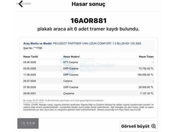 LUSSO GARAJ'dan UZUN ŞASE PARTNER PANELVAN