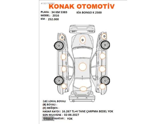 2016 MODEL KİA BONGO K2500 MUAYENE BAKIM YENİ