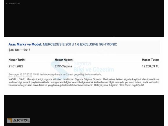 AKYOL"2020 MERCEDES E200d EXCLUSIVE 160HP CAM TAVAN 148.000KM