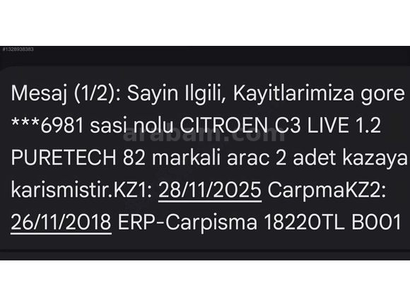 2017 CİTROEN C-3/1.2 PURETECH LİVE 98.000 KM BAKIMLI