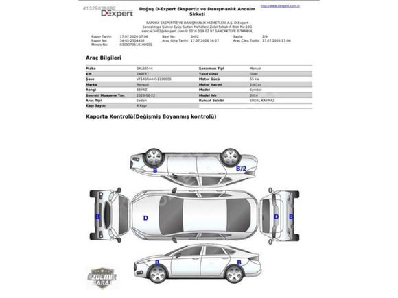 2014 RENAULT SYMBOL 1.5 DCİ JOY / 249 BİN KM / EXPERTİZ RAPORLU