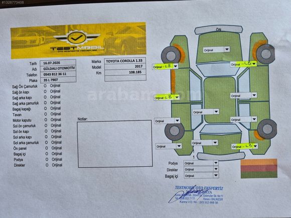 GÜLDALI'DAN HATASIZ 108000KM'DE 2017MODEL TOYOTA COROLLA