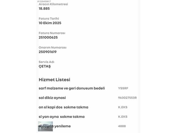 42BİN KM DE ŞERİT TKP LEVHA OKUMA ÇARPIŞMA ÖNLEYCİ MEVCUT