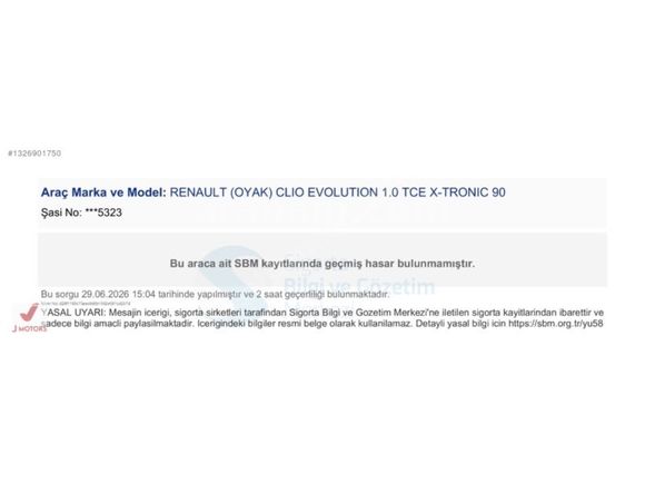 'J MOTORS 2025 HATASIZ RENAULT CLİO 1.0 TCE EVOLUTİON X-TRONİC