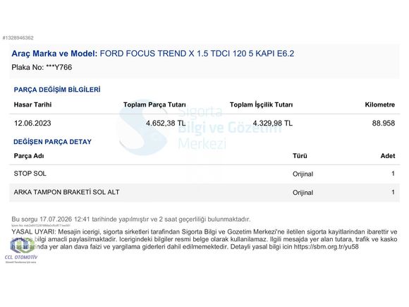 2020 FORD FOCUS 1.5 TDCI TREND X OTOMATİK CCL A.Ş'DEN