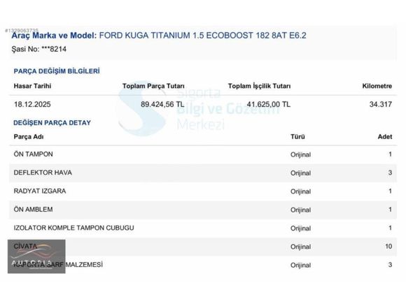 ADİL AUTODAN DEĞİŞENSİZ BAKIMLI İLK ELD. 35 BİN'DE TİTANİUM KUGA