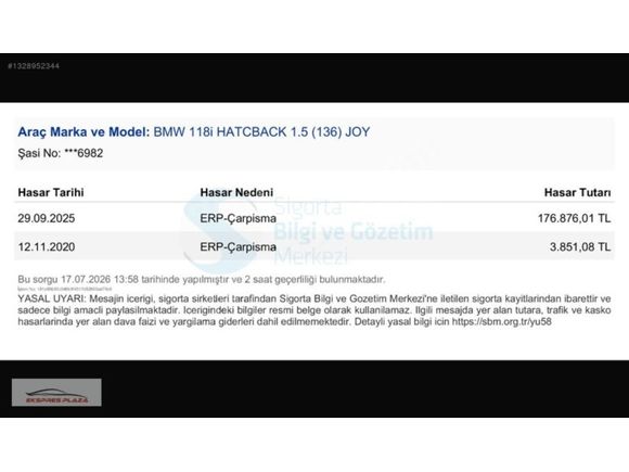 EKSPRES PLAZA'DAN 2017 BMW 116D JOYPLUS SUNROOF-LED XENON